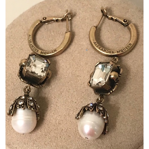 Alexander McQueen Jewelry - Alexander McQueen Clear Crystal Pearl Earrings